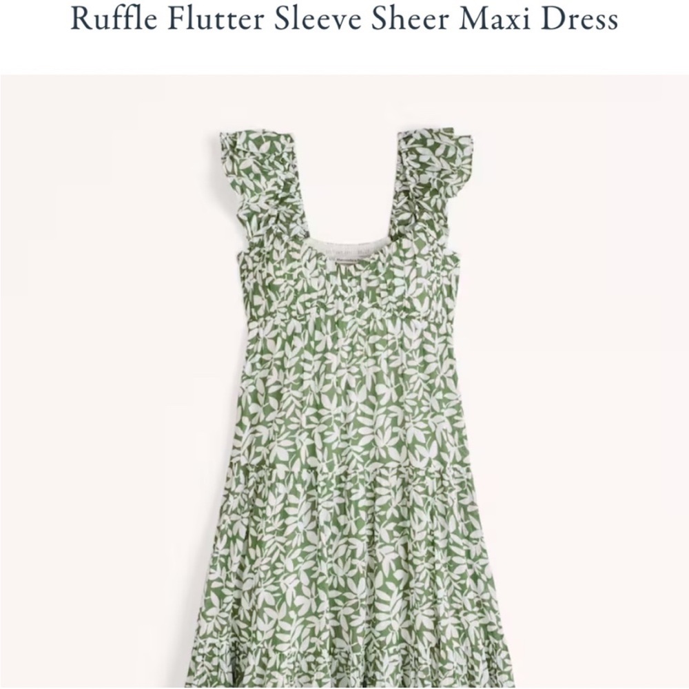 Abercrombie & Fitch Ruffle Flutter Sleeve Green Floral maxi/ Midi Dress S